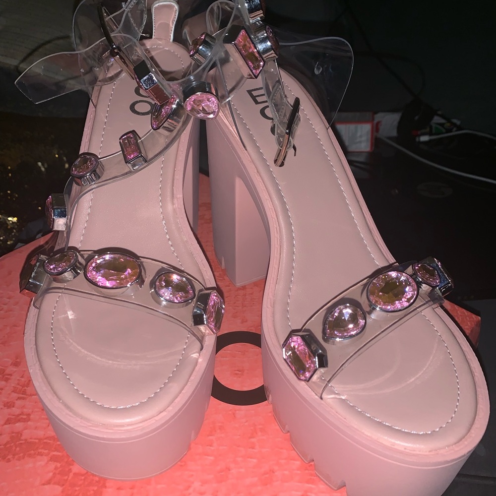 Pink rhinestone heels
